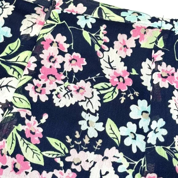 Vtg Y2K Sag Harbor Floral Flared Chiffon Skirt Elastic Waist Fairy Feminine Navy - Picture 14 of 14
